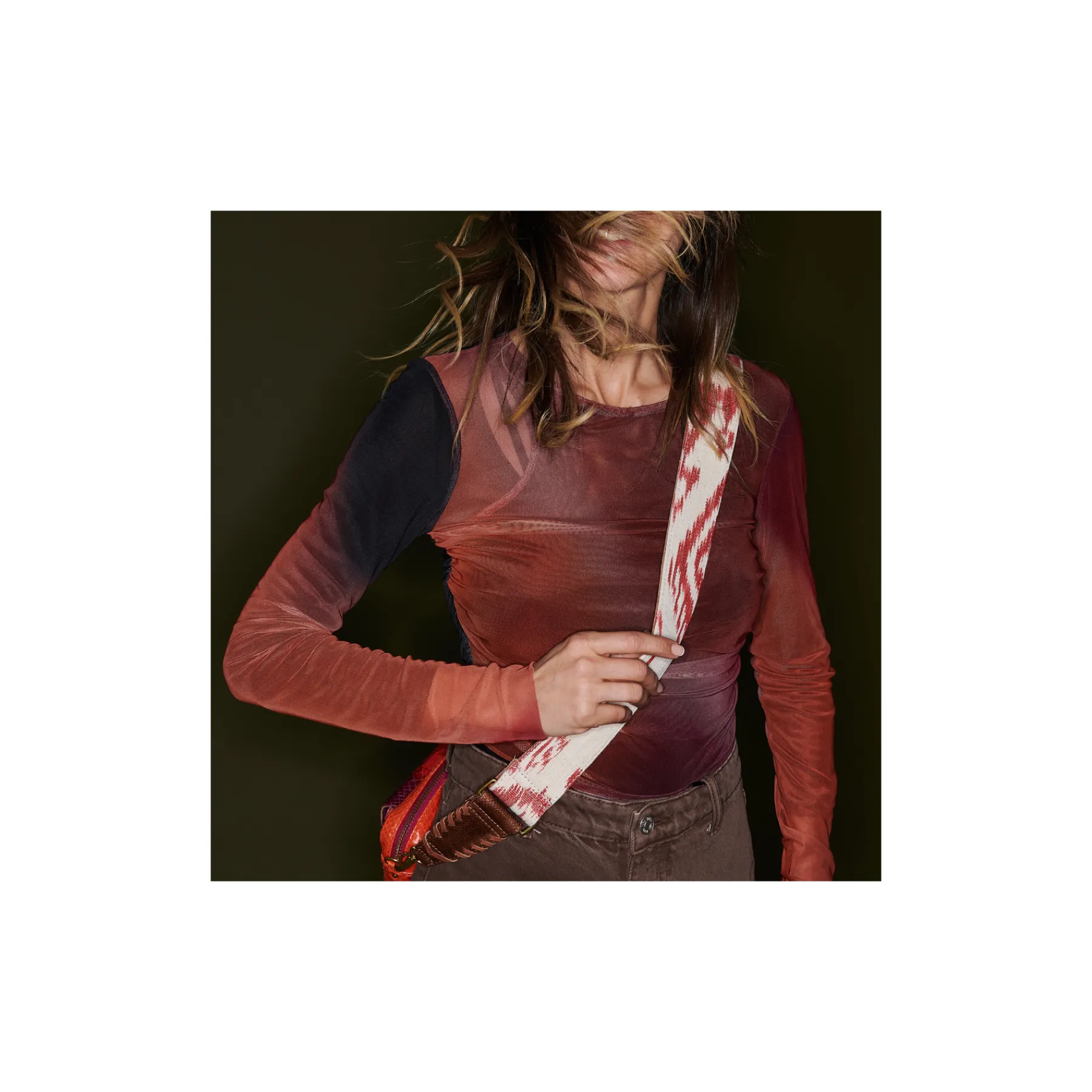 Fashion Claris Virot Strap Red Dragon Timor Fabric