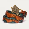Best Sale Claris Virot Turtle Belt Green Orange Python