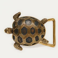 Discount Claris Virot Turtle Belt Moka Python Gold Buckle