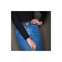 Shop Claris Virot Turtle Belt Navy Python