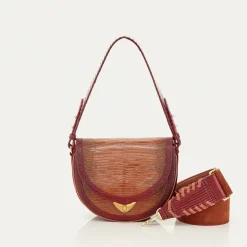 Sale Claris Virot Victoria Bag Moka And Burgundy Lizard