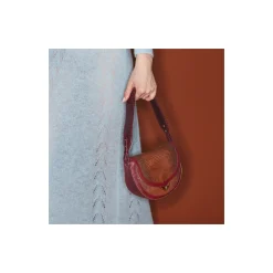 Sale Claris Virot Victoria Bag Moka And Burgundy Lizard
