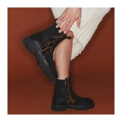 Online Claris Virot Ziggy Boots Black And Ocelot Leather